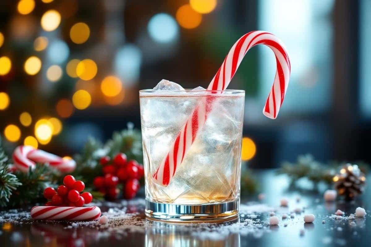 Cocktail bonbon candy cane spritzer cocktail
